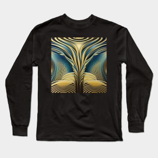 Pouring Out the Gold - Teal and Gold Flow Long Sleeve T-Shirt